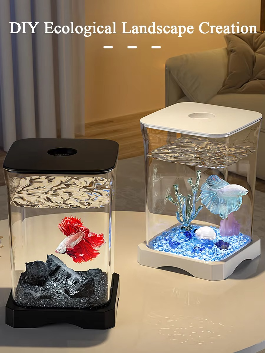 Mini Betta Fish Tank with Built-in Light
