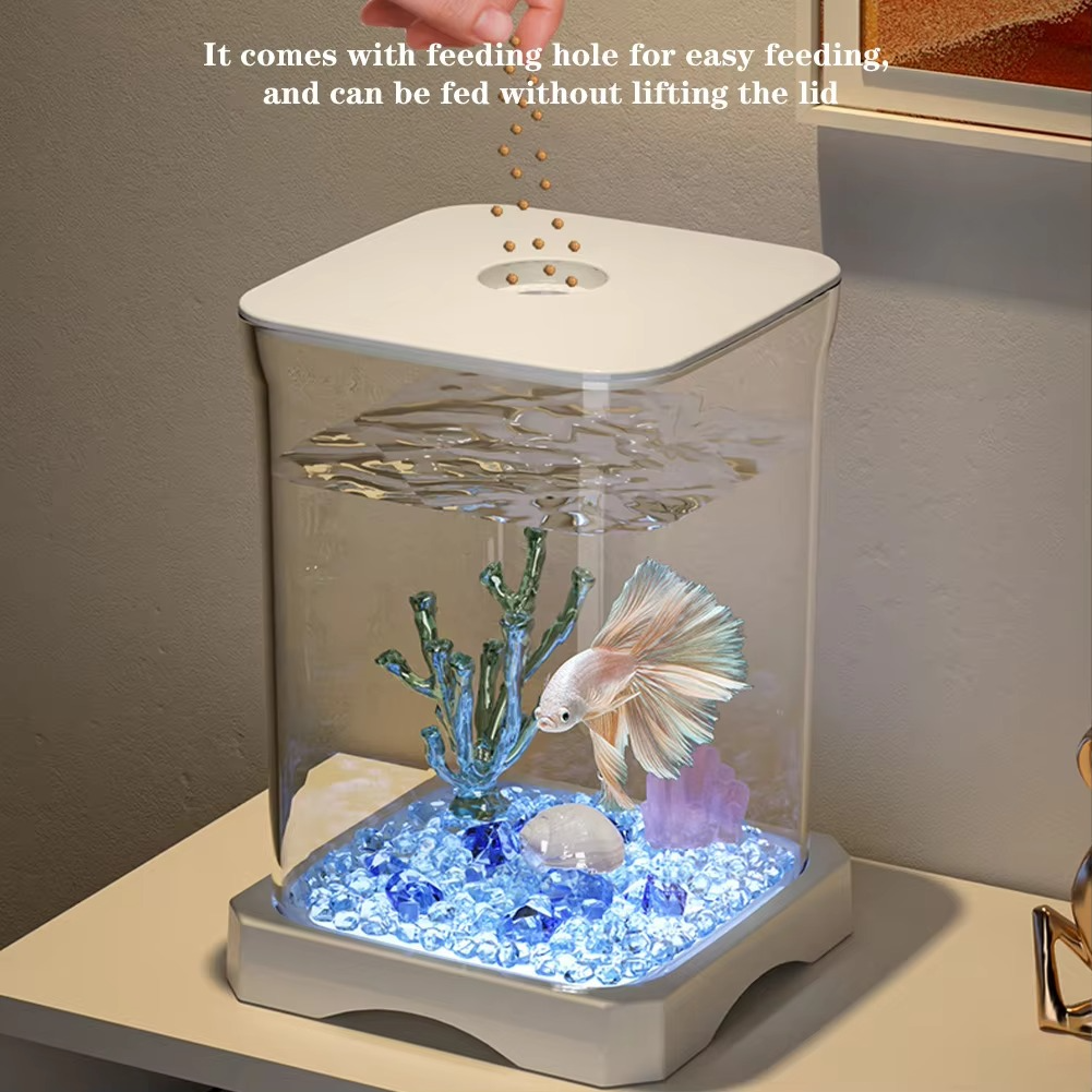 Mini Betta Fish Tank with Built-in Light