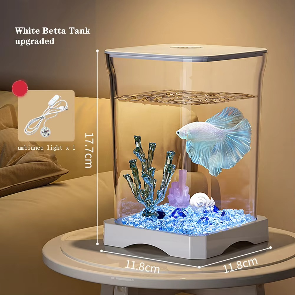 Mini Betta Fish Tank with Built-in Light