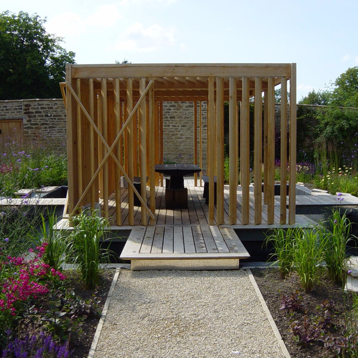 Box-welded EPDM pond liner fitted into a formal pond structure