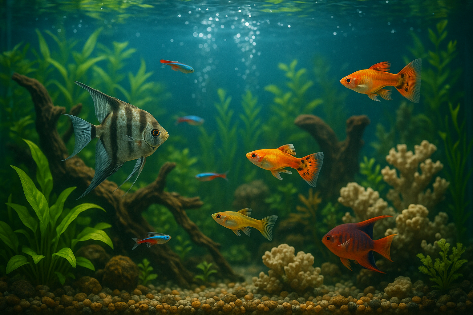 Generate an image only with what is inside aquarium